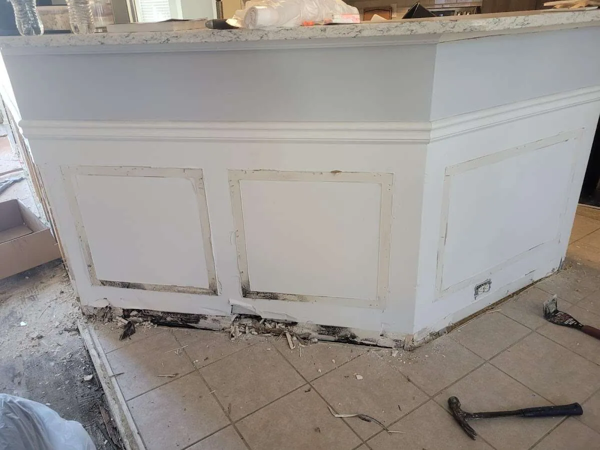 Water damage and mold on kitchen during Storm Damage Restoration in Carbondale